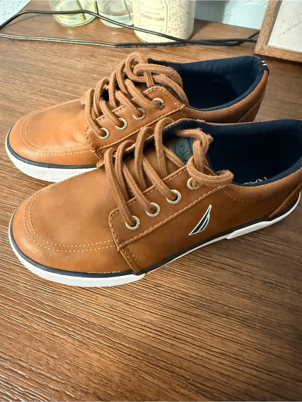 Nautica Boys Brown Sneakers with Navy Lining